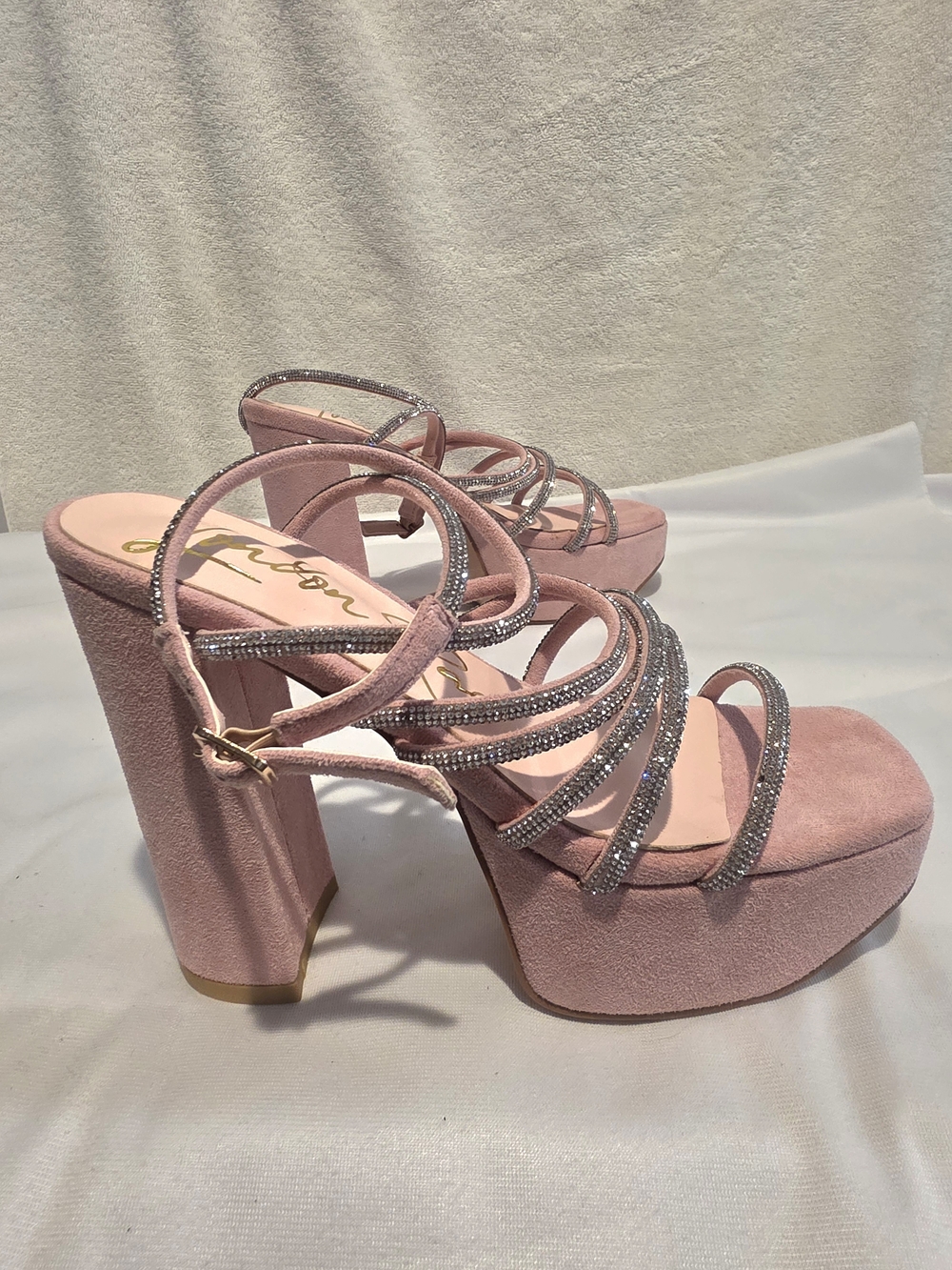 London Rag Pink Strappy Platform Block Heel Sandal - Picture 8 of 10